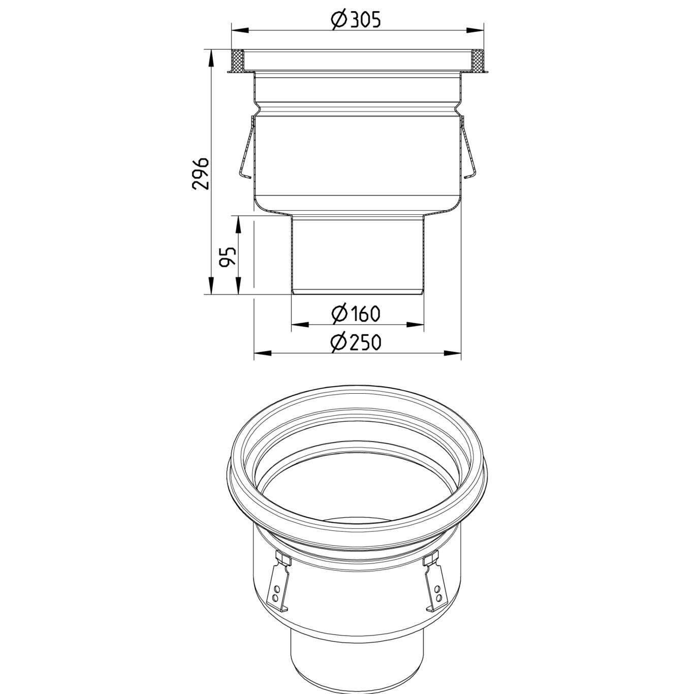 Line Drawing - Drain-No membrane-305