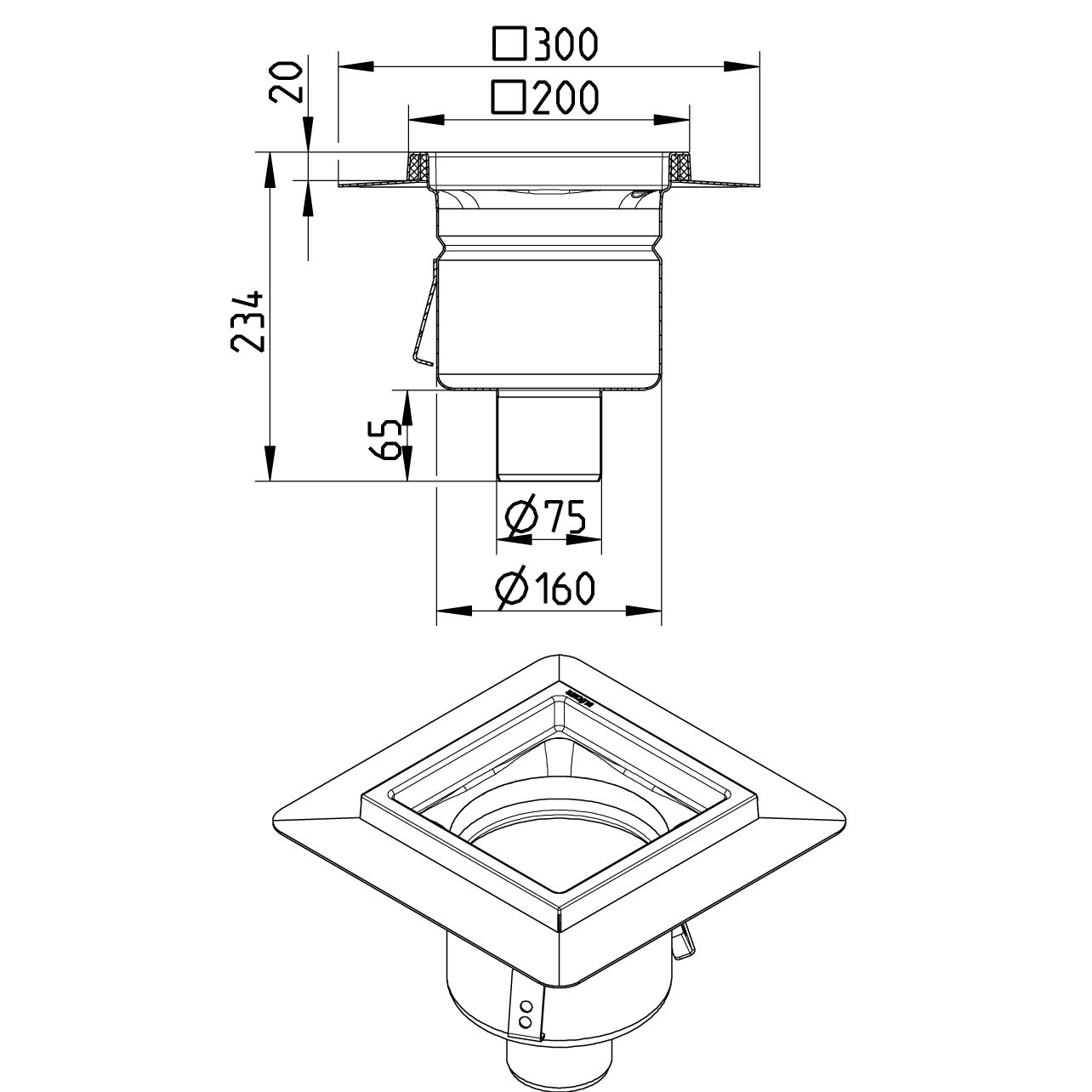 Line Drawing - Drain-Liquid membrane-200